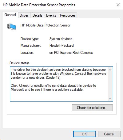 Как исправить проблему с Hp mobile data protection sensor на Windows 10 64